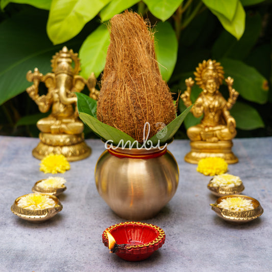 Ambi Divine Pure 100% Lead Free Kansa Lota Kalash for Pooja or Water Storage - 690 ML