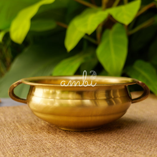 Ambi Divine Pure Brass Small Round Urli - 6 inches diameter