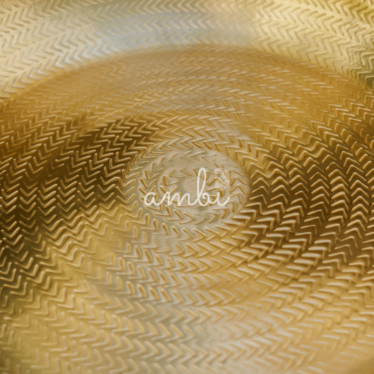 Ambi Divine Pure Brass Urli wth Beautiful Pattern - 14 inches Diameter