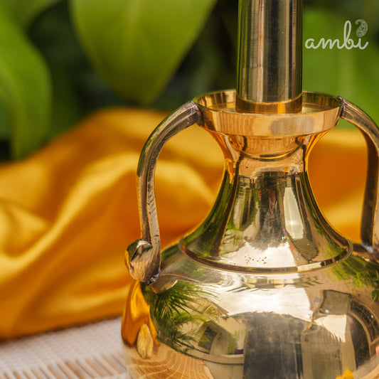Ambi Divine Pure Brass Oil Pot with a Long Pouring Spout - 200ML
