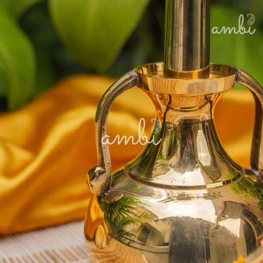 Ambi Divine Pure Brass Oil Pot with a Long Pouring Spout - 400ML