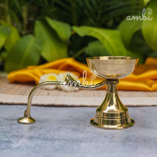 Ambi Divine Pure Brass Dhoop Aarti Diya with Handle - 6 Inches
