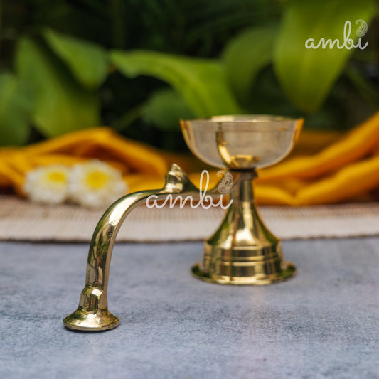 Ambi Divine Pure Brass Dhoop Aarti Diya with Handle - 6 Inches