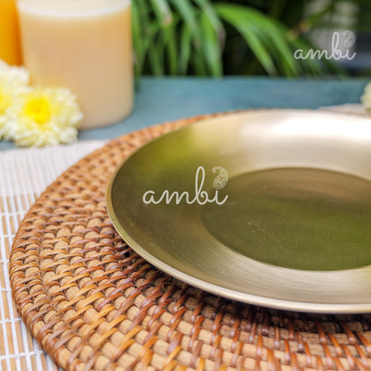 Ambi Divine 100% Pure Lead Free Kansa Quarter Plate Handcrafted, Durable, Elegant Plate