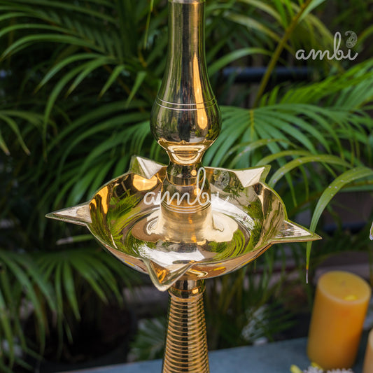 Ambi Divine Pure Brass Kerala Pooja Deepam / Deepak tall 55 cm