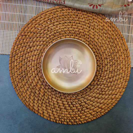 Ambi Divine Lotus Divine Kansa Plate - Pure Kansa Dessert Plate | Puja Plate - 5 Inch