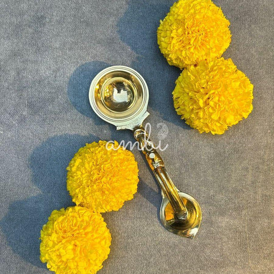 Ambi Divine Pure Brass Dhoop Aarti Diya with Handle