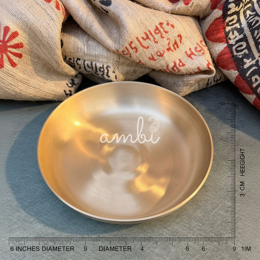 Ambi Divine 100% Pure Lead Free Kansa Small Plate Handcrafted Dessert Plate | Puja Plate - 6 Inch- LOW EDGE