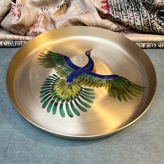 AMBI Divine 100% Pure Lead-Free Kansa Pooja Plate with Hand-Painted Pattachitra Design – 6 Inch