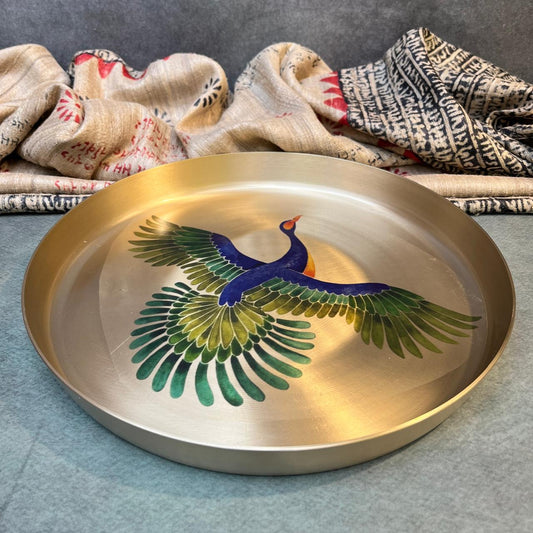 AMBI Divine 100% Pure Lead-Free Kansa Pooja Plate with Hand-Painted Pattachitra Design – 6 Inch