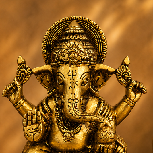 Ambi Divine Handcrafted Pure Brass Lord Ganesha Idol | Antique Finish