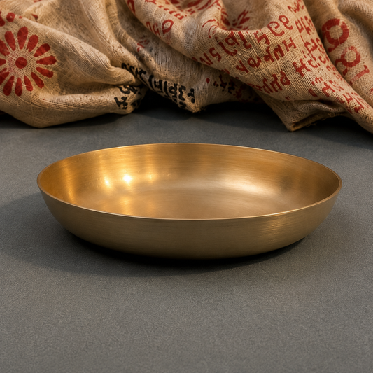 Ambi Divine 100% Pure Lead-Free Kansa Plate with Hibiscus Etching – 6 Inch | Handcrafted Kansa Pooja Plate