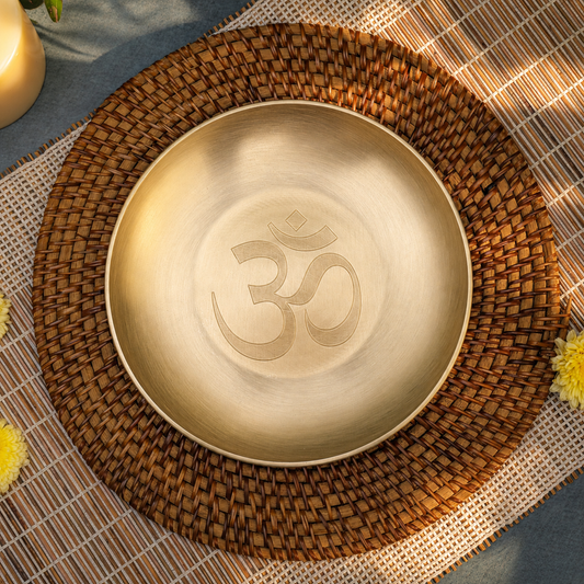 Ambi Divine 100% Pure Kansa Pooja Thali with Om Etching – 8 Inch