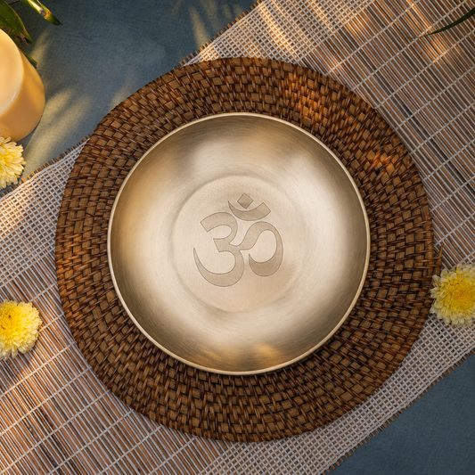 Ambi Divine 100% Pure Kansa Pooja Thali with Om Etching – 8 Inch