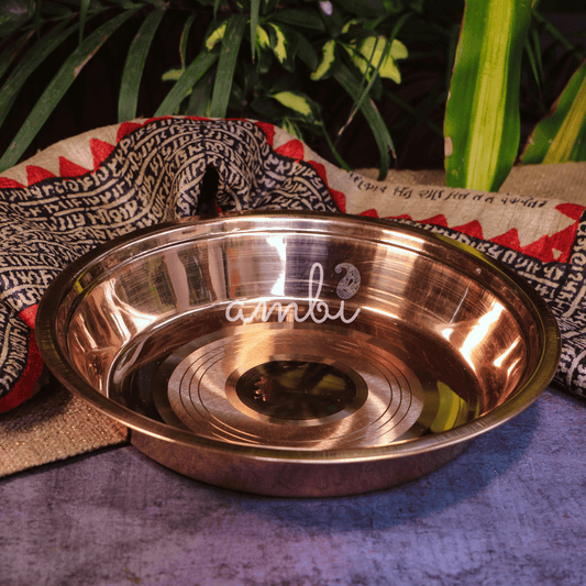 Ambi Divine 100% Pure Copper Traditional Parat - Medium Size - 11.5 inches diameter