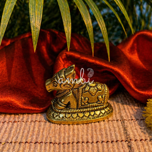 Ambi Divine Pure Brass Sacred Nandi Idol – Bull Statue for Pooja, 90 Grams
