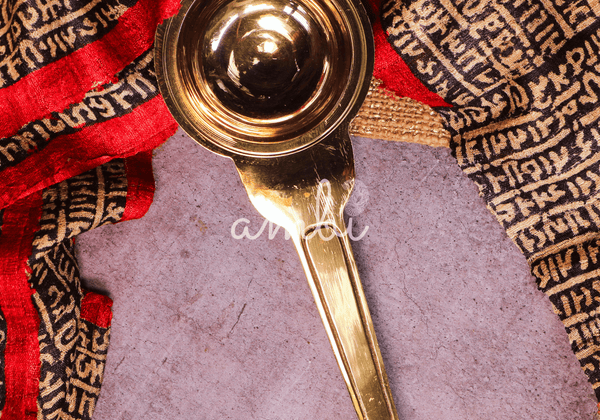 Ambi Divine 100% Pure Brass Pooja Aarti Deepam / Deepak / Diya - Length - 25 cms (10 inches)