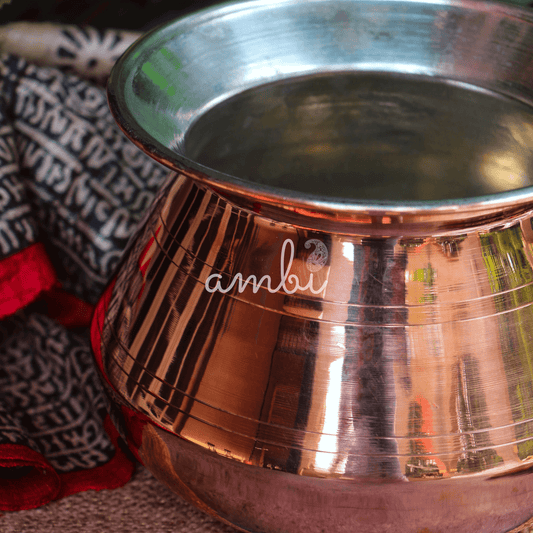 Ambi Divine 100% Pure Copper Water Kalash / Matka  for Health / Ayurveda / Pooja / Ceremonies - Medium - 2.5 L